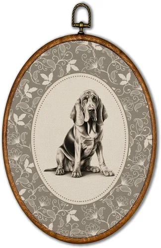 Vista 33 de KSDUT Arte de pared ovalado de perro pastor australiano floral retro de 8.6