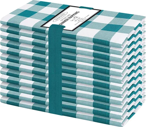 Vista 16 de Cotton Clinic Servilletas de tela 100% algodón, grandes, 20 x 20 pulgadas, juego de 4 servilletas de mesa a cuadros a cuadros – Servilletas de mesa