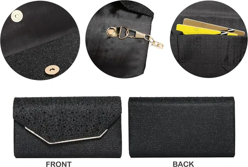 Vista 4 de MUDUO Monederos de mano con diamantes de imitación para mujer, monederos y bolsos formales de boda, fiesta, graduación, bolsas de dinero, regalo