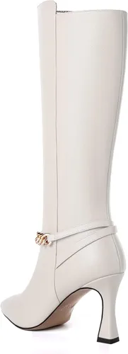 Vista 7 de SKYSTERRY Botas de mujer con punta puntiaguda para citas, viajes, con cremallera, de tacón alto, a media pantorrilla, 3.3 pulgadas