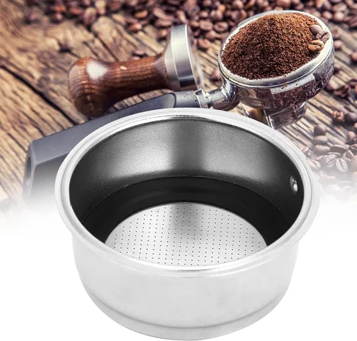 Vista 3 de Filtro de café de acero inoxidable, cestas de filtro de café de 2.008 in, filtro de café expreso, cesta porosa presurizada, accesorios de repuesto