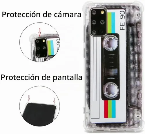 Vista 3 de FAteam - Funda para Galaxy S20 Plus con esquinas reforzadas, TPU suave parachoques retro cassette cinta compatible con Samsung Galaxy S20+
