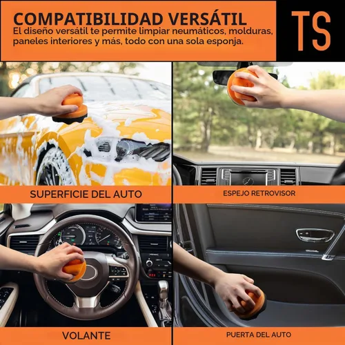 Vista 4 de Suds Lab TS - Aplicador de brillo de neumáticos, almohadilla de espuma reutilizable para neumáticos y cepillo Úsalo con gel para neumáticos