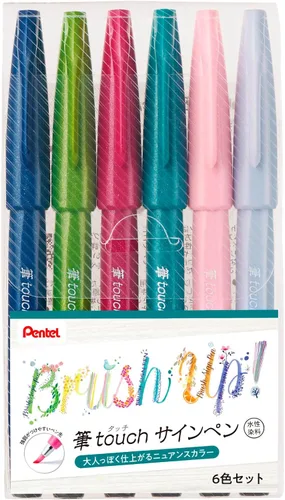 Vista 7 de Pentel XSES15C-5 - Bolígrafo con autógrafo, pincel al tacto, juego de 5