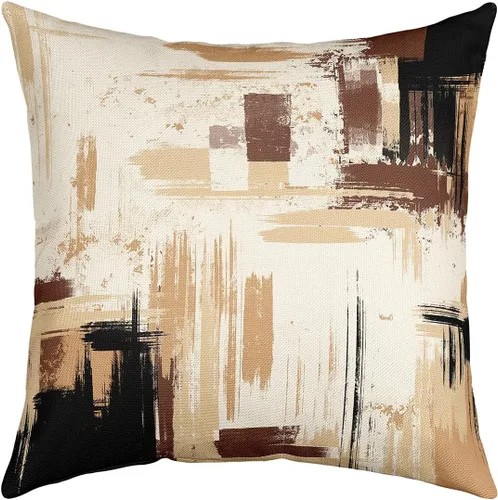 Vista 26 de Feelyou Funda de almohada de piel de vaca, funda de cojín rústica de retazos occidentales para decoración del hogar, sala de estar, funda de cojín