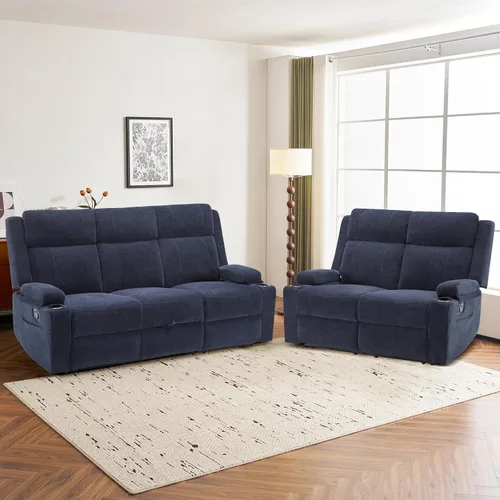 Vista 14 de Sofá biplaza reclinable manual, sofá reclinable de 2 plazas