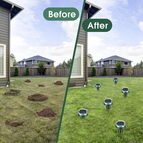 Vista 7 de Repelente de topos para césped – Repelente ultrasónico de tope alimentado por energía solar para jardín, patio, pico sónico impermeable