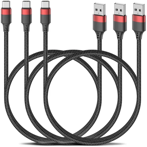 Vista 14 de Cable corto USB a USB C, paquete de 2 cables USB C de 1 pie, cable USBC trenzado de 12 pulgadas de 3A de carga rápida para iPhone 17 16 15 Pro Max