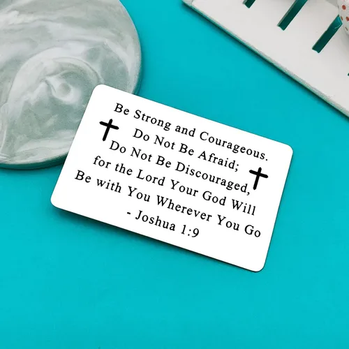 Vista 4 de Xiahuyu Regalos cristianos para hombres, regalos religiosos, versículos de la Biblia, regalos grabados para billetera, tarjeta de inserción