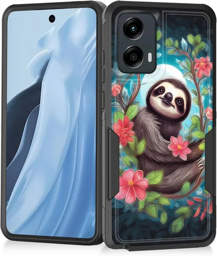 Vista 120 de Funda para Moto G Play 4G 2024, resistente de doble capa híbrida de policarbonato duro, goma suave, a prueba de golpes, funda protectora resistente