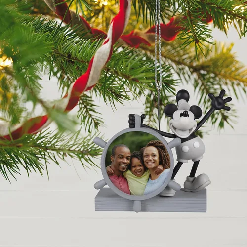 Vista 6 de Hallmark Keepsake Adorno de Navidad de plástico 2022, Disney Mickey Mouse Ahoy, ¡allí! Steamboat Willie