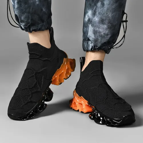 Vista 5 de Poramea Mocasines sin cordones para hombre, zapatos de tenis para caminar, sin cordones, tenis de malla para correr, correr, correr, casual