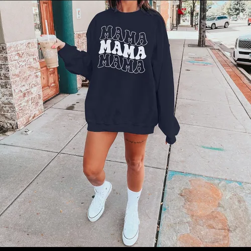 Vista 3 de ASTANFY Sudadera de gran tamaño para mujer, con cuello redondo, holgada, de manga larga
