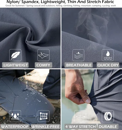 Vista 6 de ReFire Gear Pantalones tácticos de secado rápido para hombre, pantalones cargo ligeros de verano para senderismo al aire libre