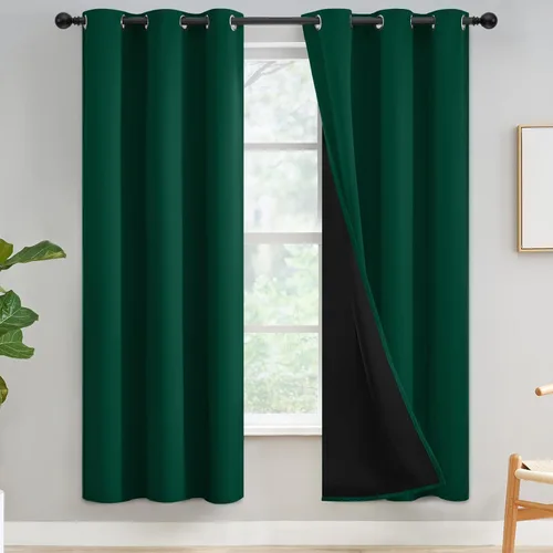 Vista 24 de Yakamok Cortinas negras, cortinas de ventana con aislamiento térmico y eficiencia energética para dormitorio, cortinas opacas completas y cortinas