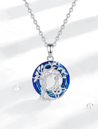 Vista 2 de INFUSEU Regalos de bruja mística para mujeres, collares de pentagrama con nudo de triple luna diosa Lilith Hécate Phoenix