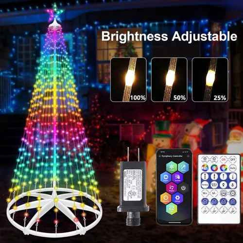 Vista 5 de 9.5 pies 510 luces LED inteligentes de árbol de Navidad, árbol artificial iluminado con estrella superior, sincronización de música con control