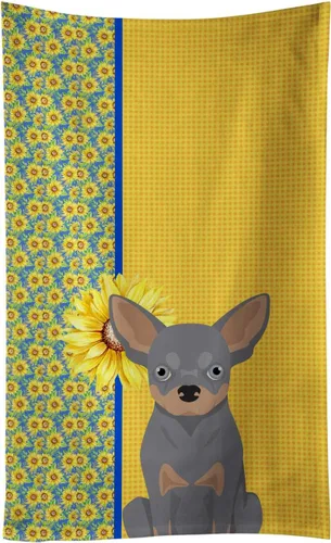 Vista 170 de Caroline's Treasures WDK5313KTWL - Toalla de cocina con diseño de girasoles de verano, color negro y tostado, Airedale Terrier, toalla de mano