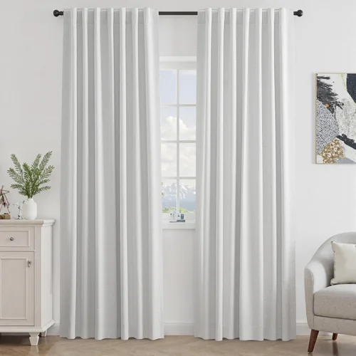 Vista 59 de UHITECH Cortinas opacas de 35 pulgadas de largo para sala de estar, 2 paneles, cortina opaca corta para cocina para ventanas pequeñas, cortinas