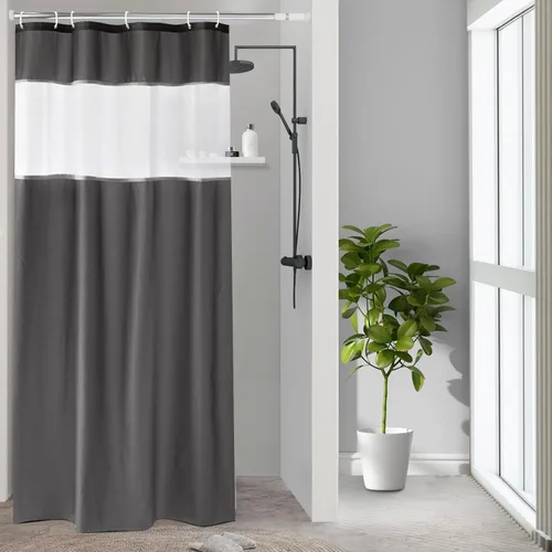 Vista 17 de UFRIDAY - Cortina de ducha de tela moderna en negro y blanco, 48 x 72 pulgadas, cortina de ducha de tela para baño y bañeras, lavable a máquina