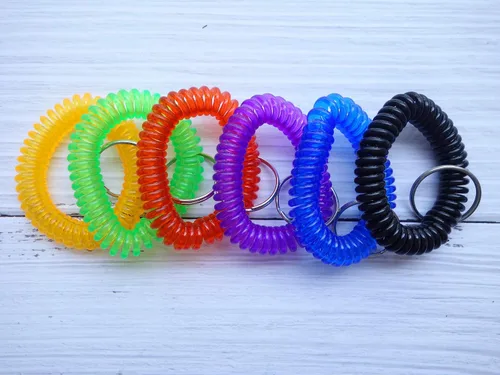 Vista 7 de Colorido llavero de bobina de muñeca pulsera en espiral llavero pulsera titular de la llave para piscina gimnasio identificación insignia
