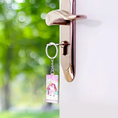 Vista 5 de 9 llaveros acrílicos de unicornio arcoíris con cita inspiradora de unicornio, regalos para niñas y mujeres, regalos de amistad de unicornio