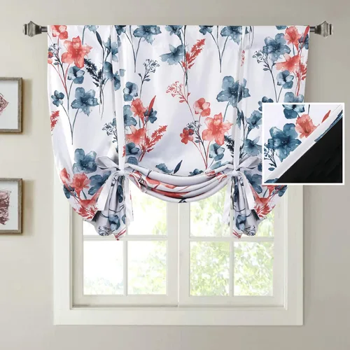 Vista 16 de H.VERSAILTEX Cortinas cortas 100% opacas para ventana de cocina, cortinas de amarre de eficiencia energética, bolsillo para barra, cubierta