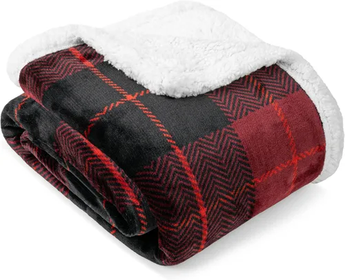 Vista 21 de PAVILIA Premium Manta de vellón sherpa de Navidad regalo de decoración navideña, afelpada, cálida y acogedora, de microfibra y reversible, para Pan