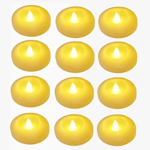 Vista 10 de Velas flotantes LED sin llama, rosa de cera de 2.5 pulgadas con batería LED parpadeante que funciona más de 100 horas de velas impermeables