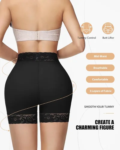 Vista 3 de SHAPSHE Faja moldeadora para levantamiento de glúteos para mujer, pantalones cortos con control de abdomen, calzones moldeadores de cuerpo, cintura