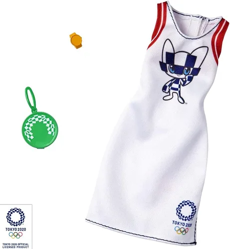 Vista 2 de Barbie Ropa: Traje inspirado en la muñeca de Tokio 2020 de los Juegos Olímpicos, vestido con monedero en forma de raqueta y reloj, regalo para niños