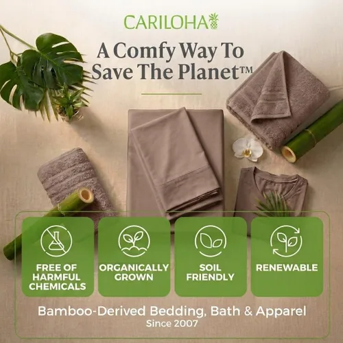 Vista 9 de Cariloha Set de sábanas clásico de 4 piezas Ropa de cama de playa King Material de viscosa Extra suave, refrescante para personas que