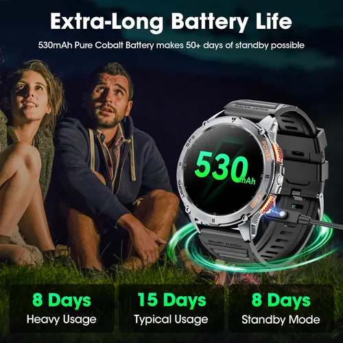 Vista 6 de Smart Watch for Men with GPS, 1.43" AMOLED Bluetooth Calls Military Watch