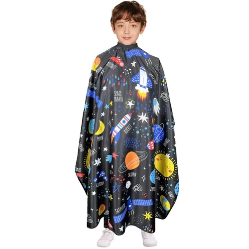 Vista 9 de Pelocapa Capas de corte de cabello para niños, impermeables, capas de champú para niños y niñas, 39 x 51 pulgadas (vehículo de construcción)