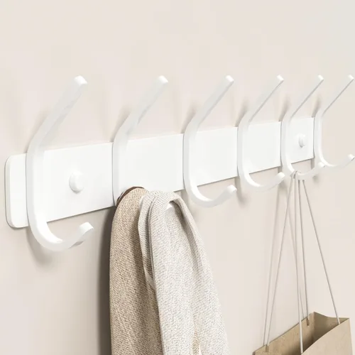 Vista 10 de GWAAZXGZ Perchero para colgar en la pared, 15 pulgadas, de metal negro mate, organizador de 6 ganchos para montar en la pared, moderno