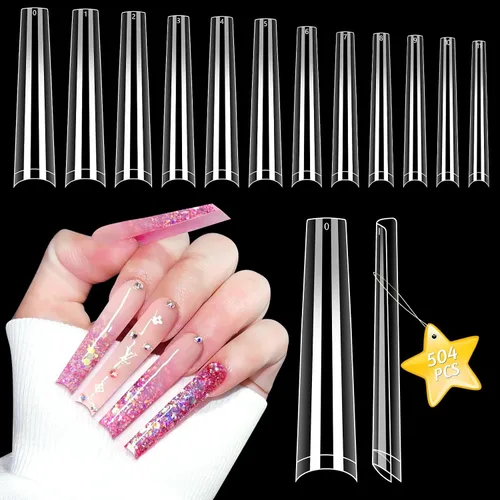Vista 11 de LIONVISON Puntas de uñas cuadradas XL: 480 puntas de uñas extra largas sin