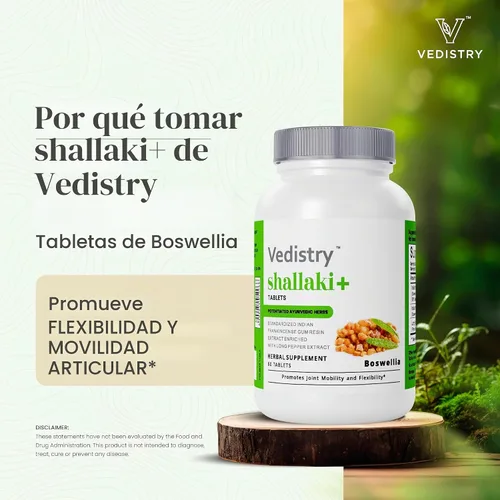Vista 3 de Vedistry Boswellia Serrata Suplementos 700 mg, tabletas de Boswellia para el bienestar óseo y articular, apoyo ayurvédico para articulaciones