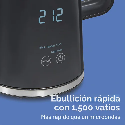 Vista 6 de Hamilton Beach Hervidor de té eléctrico con control de temperatura digital, caldera de agua caliente y calentador de 1.7 L, 5 modos preestablecidos