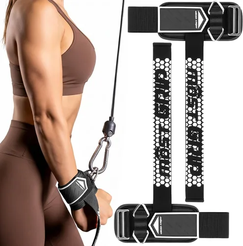 Vista 15 de Correas de muñeca antideslizantes con pegamento para levantamiento de pesas, correas de elevación 2 en 1 con anillos en D para entrenamiento