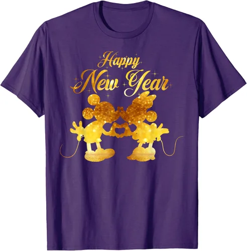 Vista 18 de Disney Camiseta de Año Nuevo Mickey & Minnie Happy New Year Silhouette, Negro