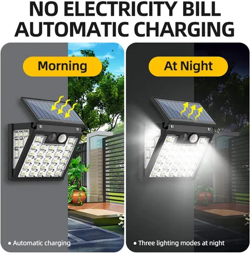 Vista 4 de Luces solares impermeables IP65 para exteriores, 3 modos de luces solares con sensor de movimiento, luz solar LED para escaleras al aire libre