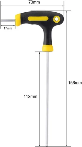 Vista 2 de uxcell Llave hexagonal magnética con mango en T de punta de bola métrica de 0.118 in
