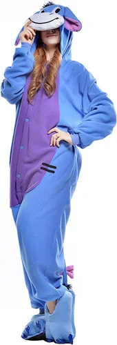 Vista 3 de VU ROUL Disfraces de Halloween para mujeres y hombres, Eeyore, mameluco unisex para adultos, pijamas de fiesta de animales de Navidad