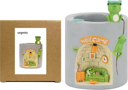 Vista 6 de Segreto Plantas creativas de resina para maceta, rana Rana trepadora