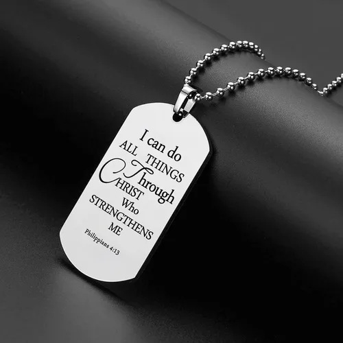 Vista 2 de HOFOYA Collar con colgante de cruz con cita inspiradora de la Biblia de Phil 4:13 Fútbol, Béisbol, Baloncesto, Fútbol, Voleibol, Collar de joyería