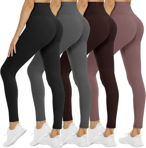 Vista 21 de NexiEpoch - Paquete de 4 leggings suaves para mujer, con bolsillos, control de abdomen y cintura alta, pantalones capri para yoga y ejercicio
