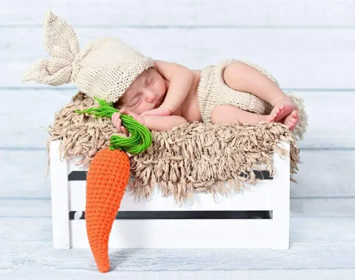 Vista 3 de Accesorios de fotografía para bebé recién nacido, para sesión de fotos de ganchillo, sombrero de punto, pañales, trajes