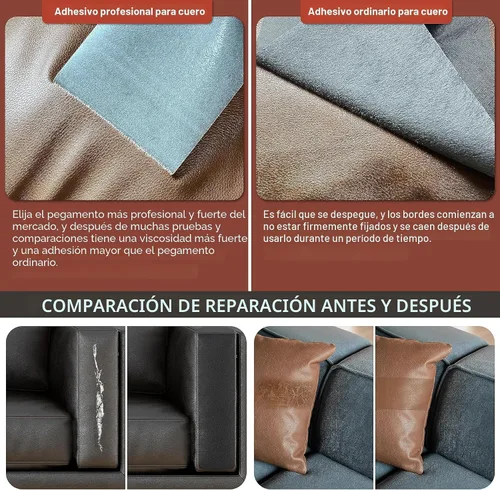 Vista 4 de Kit de cinta para reparación de cuero, parche autoadhesivo para muebles, sofá, asientos de automóvil, silla de oficina, kit de reparación de vinilo