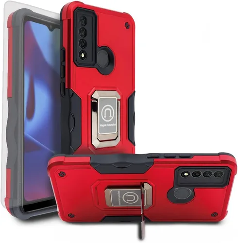 Vista 7 de Compatible con Alcatel TCL 20 XE con protector de pantalla [soporte magnético para anillo de soporte de coche] Funda protectora de cuerpo completo