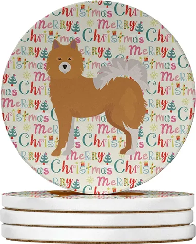 Vista 206 de Abyssinian Sand Terrier Merry Christmas - Posavasos grandes de piedra arenisca (4 unidades)